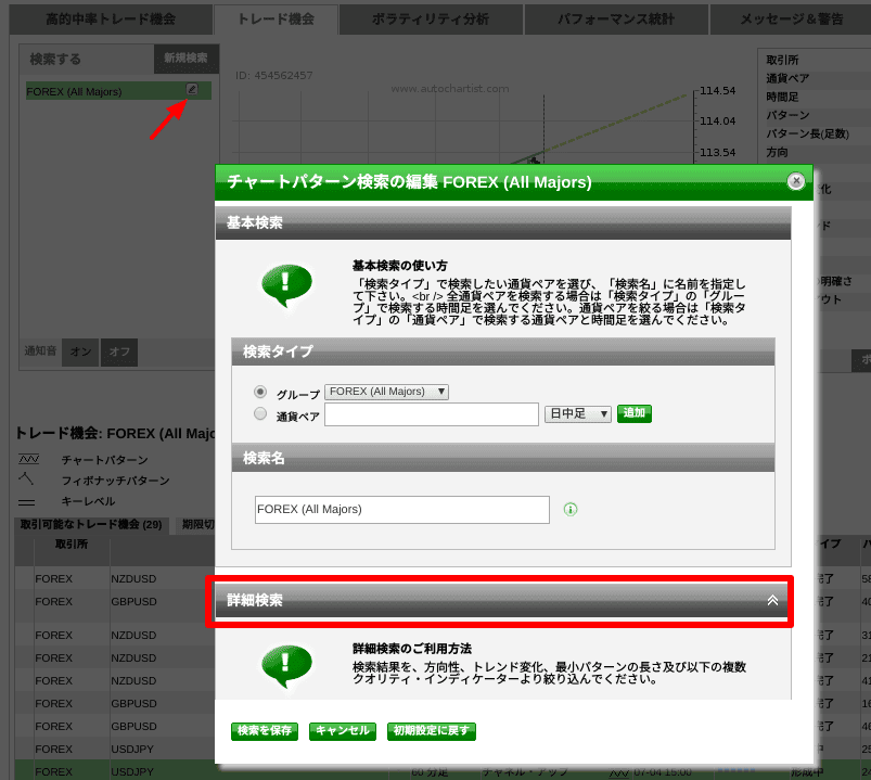 オートチャーティストの詳細検索
