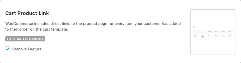 Remove WooCommerce Features - Cart Product Link