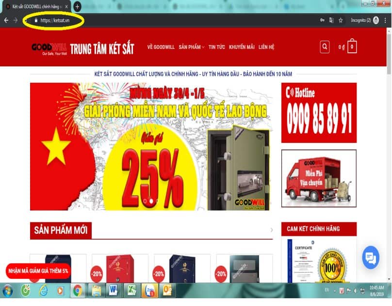 trang website chính thức két sắt goodwill