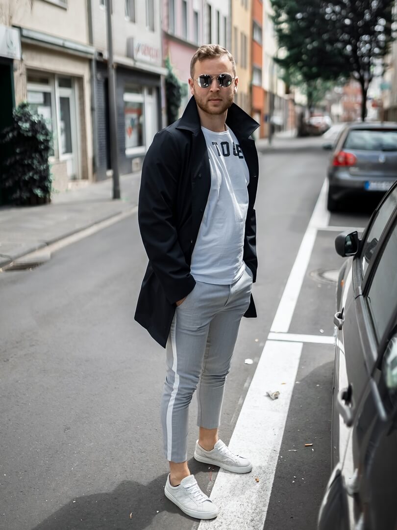 marineblauer JOOP Trenchcoat ohne Gürtel