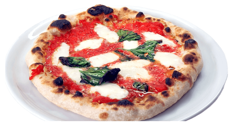 Pizza napoletana verace fatta in casa in cui è possibile distinguere perfettamente la mozzarella dal pomodoro