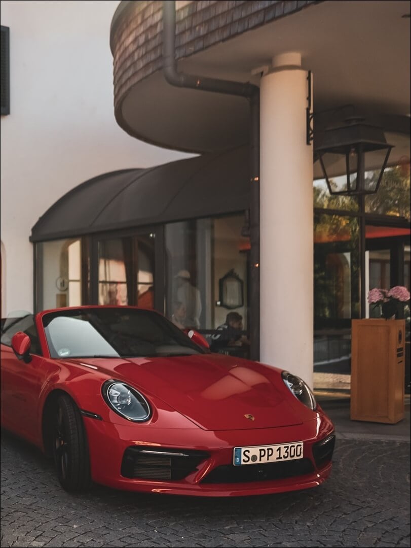 Porsche 911 zu mieten am Bachmair Weissach Hotel Tegernsee