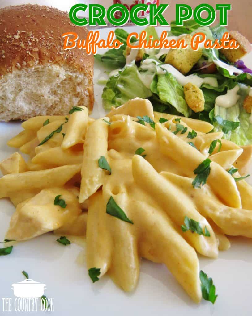 Crock Pot Buffalo Chicken Pasta recipe from The Country Cook