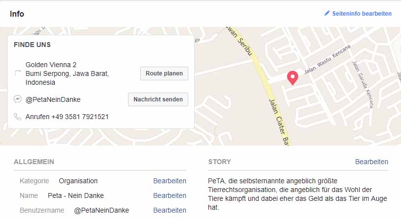 Meine Adresse auf der Facebook Map