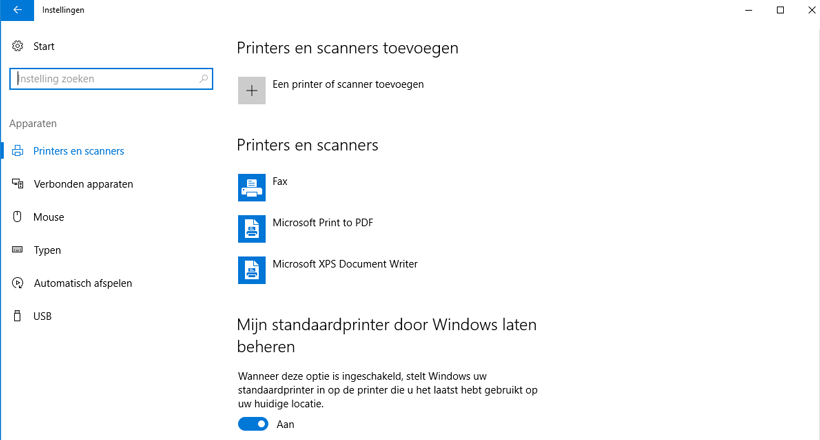 Alle printers en scanners op je computer.