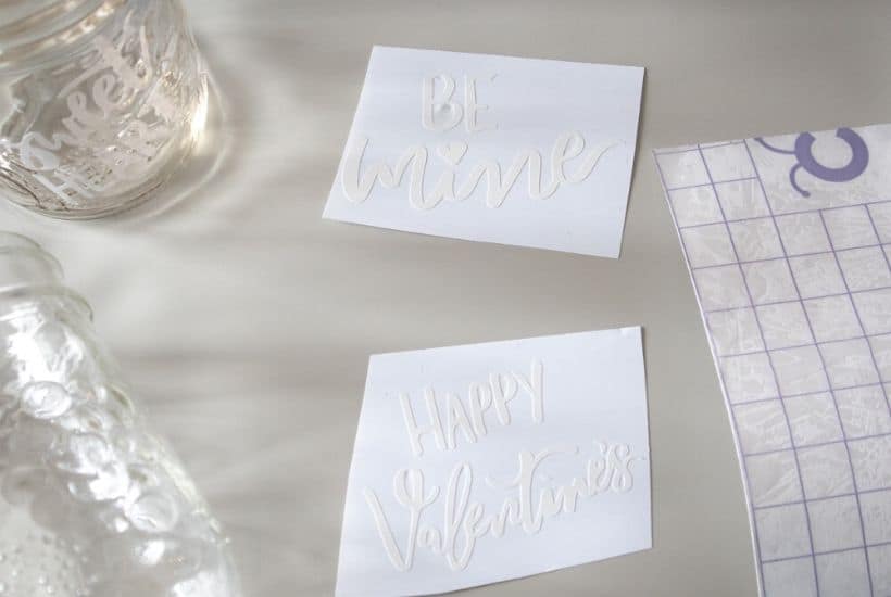 Share some sweetness this Valentine's Day. These Cricut Valentine Candy Mason Jars are a great gift idea for teachers, family and friends. This is an easy Valentine Craft idea to make with your Cricut Machine. This Cricut craft project is a perfect way to celebrate Valentine's Day. #cricutcraft #masonjars #valentinesday #valentinecraft