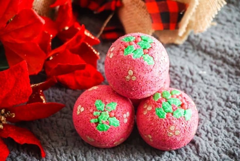Give the gift of pampering this year. We all need it after this crazy year. These DIY Holly Bath Bombs are an easy DIY craft and perfect stocking stuffer idea.