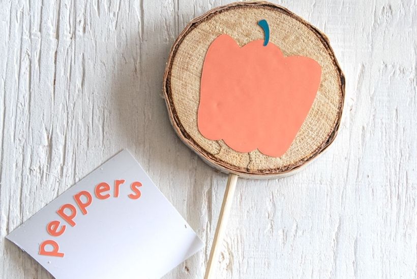 Decorate your garden using DIY Wood Slice Garden Markers with Cricut Joy. You can label your plants, including flowers, fruits, and vegetables using these homemade markers.