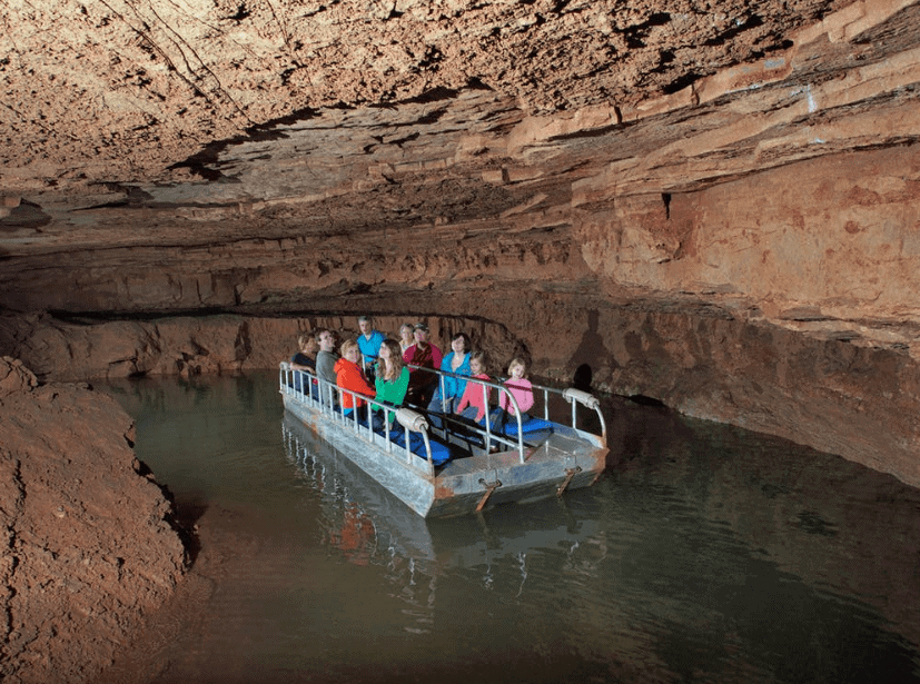 Underground Indiana: Kid-Friendly Cave Exploring at Indiana Caverns Boat ride tour at Indiana Caverns