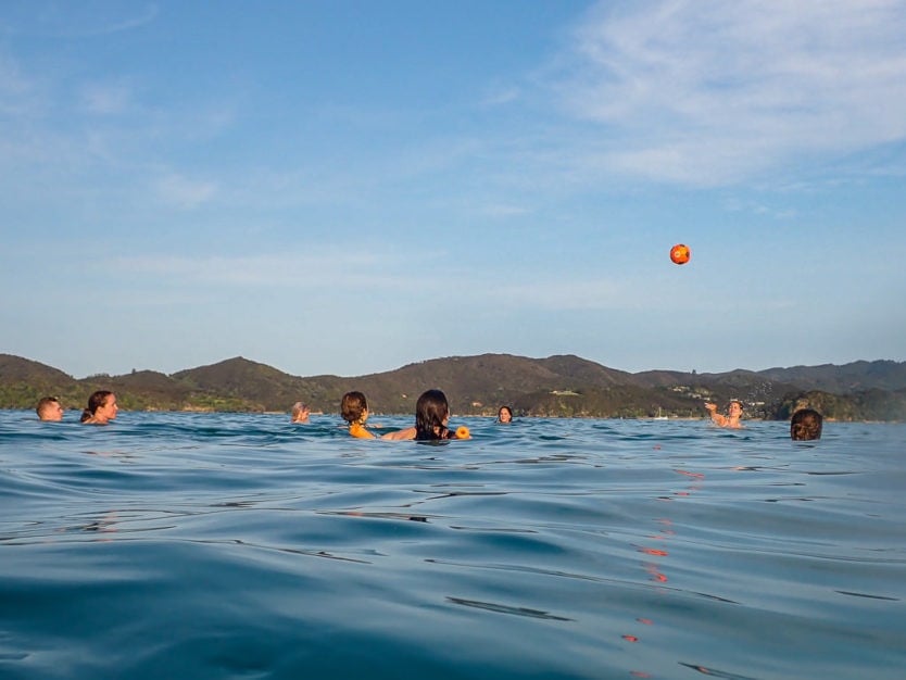 swimming in bay of islands on the rock overnight cruise boat