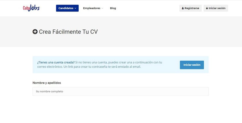 cubajobs cv online