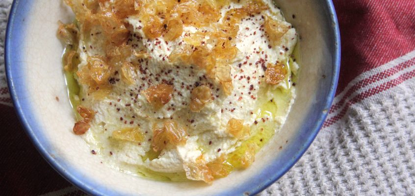 Homemade Hummus with Fried Chickpea Skins