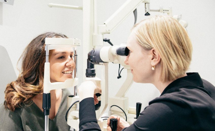 An eye test being performed in Beenleigh