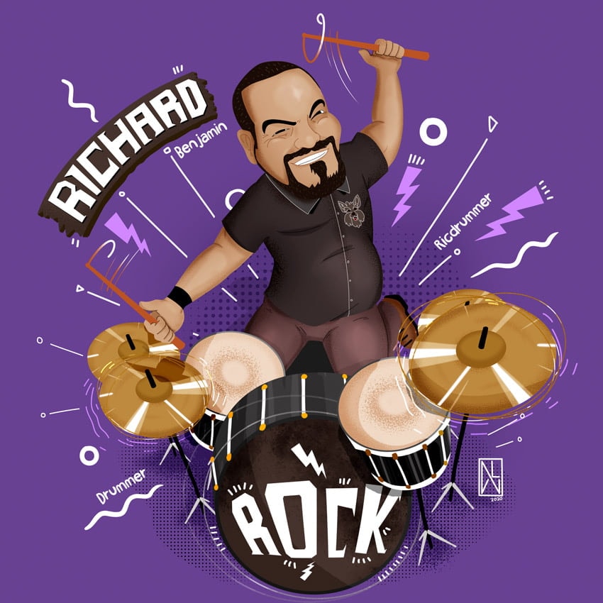 Caricatura para Richard el baterista 1 Caricatura para Richard el baterista 1