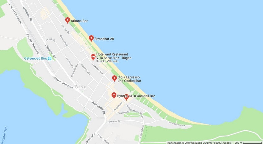 Bars in BINZ © Google maps