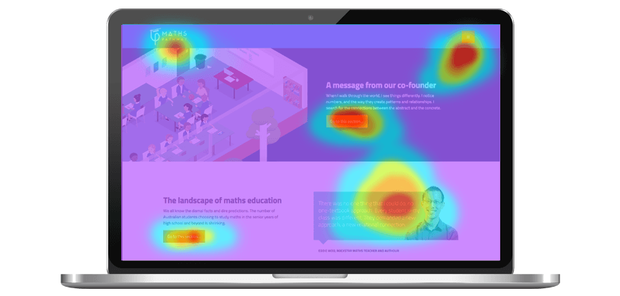 Laptop screen showing heatmap of website