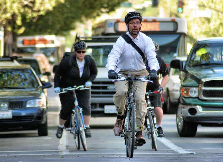Commuters ride to work in San Jose, Calif.