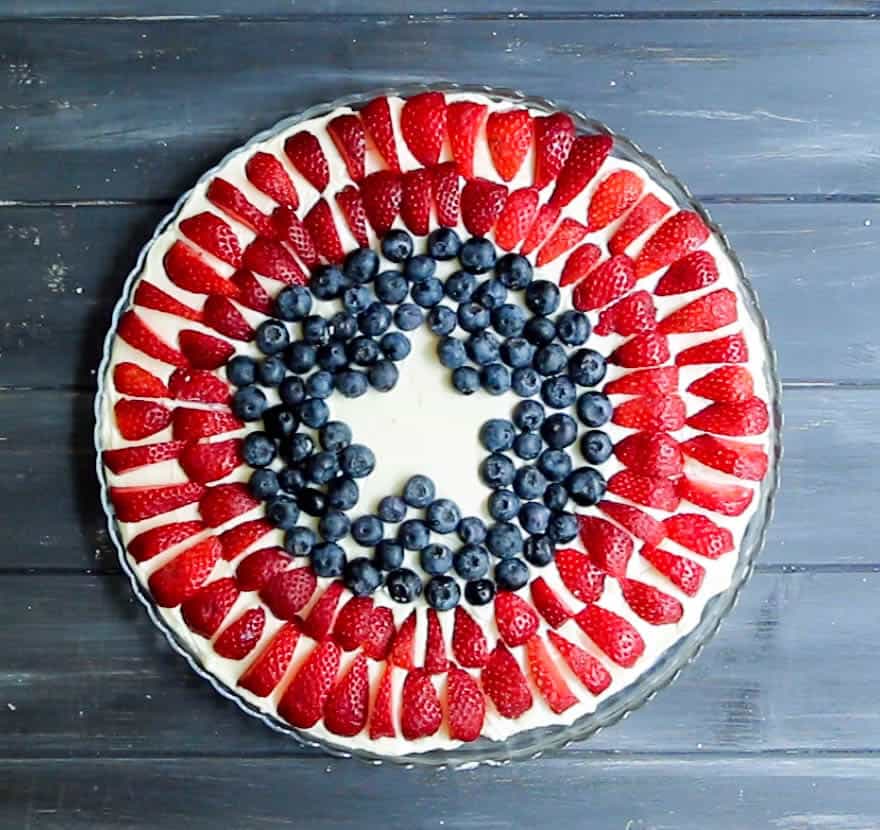 Red, White and Blue Cheesecake Dip. A no bake, super easy and impressive dessert for the fourth of July or any time you want to be a dessert "hero."