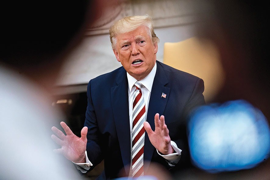 epa07782921 U.S. President Donald Trump speaks during a meeting with Klaus Iohannis, Romania's president, not pictured, in the Oval Office of the White House in Washington, D.C., USA, 20 August 2019. Trump said today he's 'not ready to make a deal with China,' but adds Beijing wants an agreement and something could happen soon. EPA/Andrew Harrer / POOL