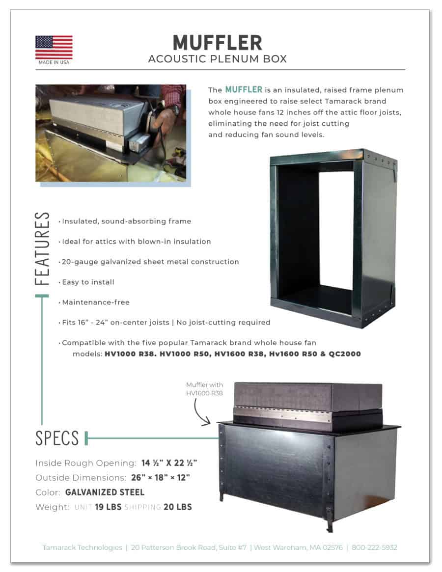 Reduce Fan Sound With The Muffler For Tamarack Whole House Fans