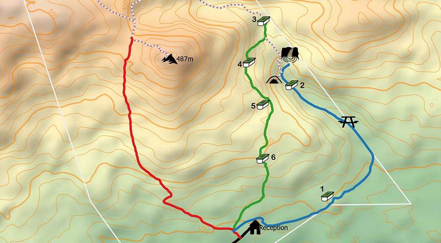 Map of geocache locations at Phillipskop