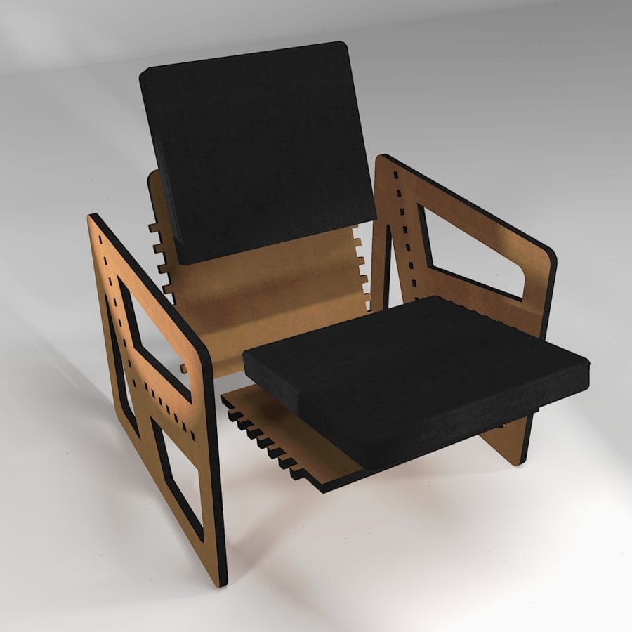 Assemblage du fauteuil sur-mesure pointillé