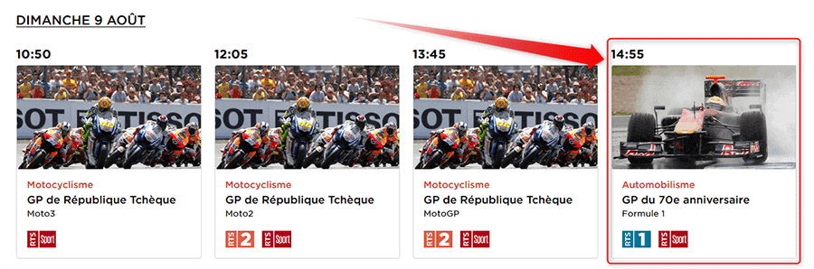 Grand Prix Grande Bretagne F1 sur RTS