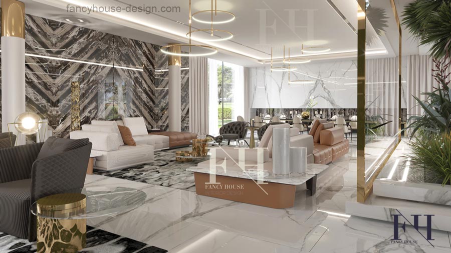 Bespoke decoration of drawing room.