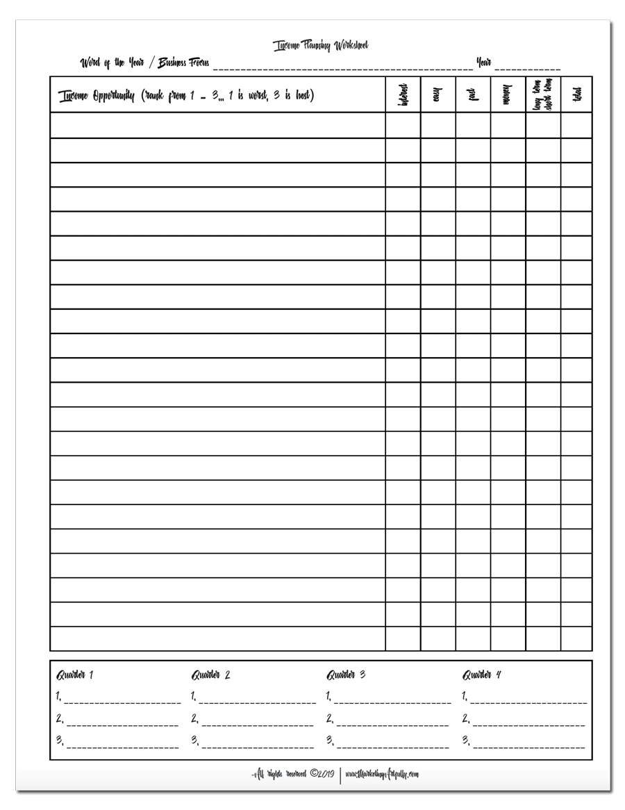 How To Make Money Doing Only What You Love… I use this worksheet to rank ways to make money in my business looking at criterial like whether it is fast, easy, if I know how to do it or if I love it. Includes my best tips and ideas for using this free printable download.