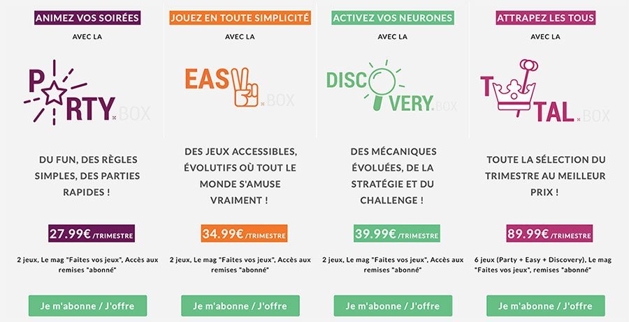 Abonnement aux box Ludum