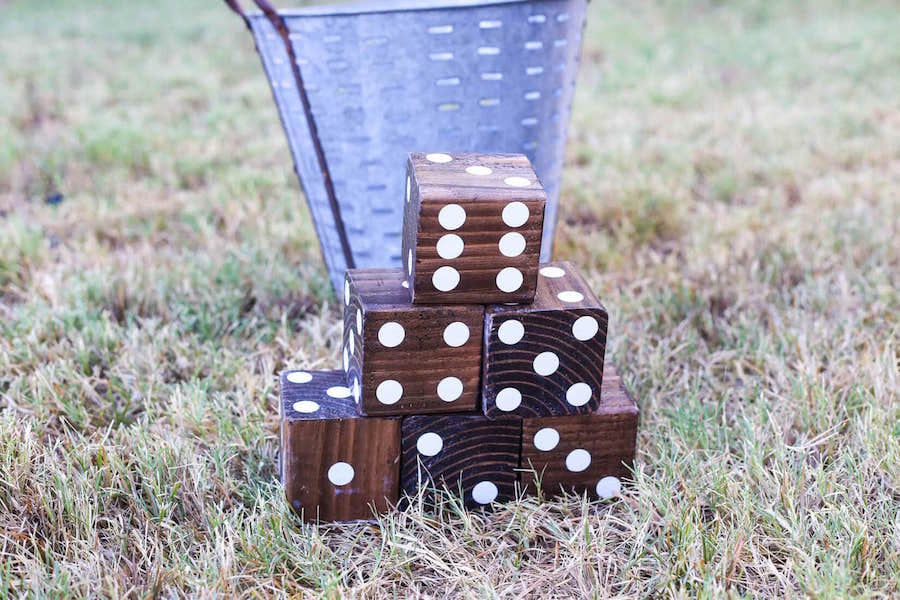 stack of wooden dice