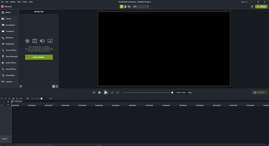 Camtasia Software Interface