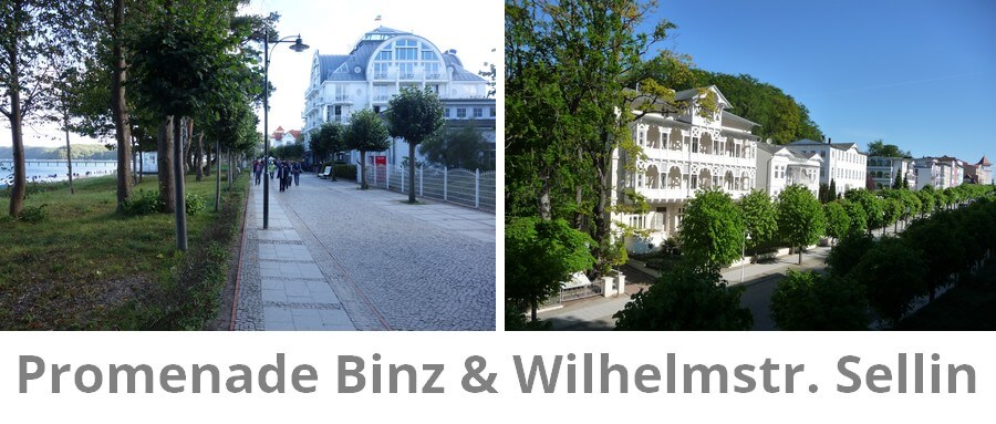 Promenade in Binz im Vergleich zur Wilhelmstr. Sellin