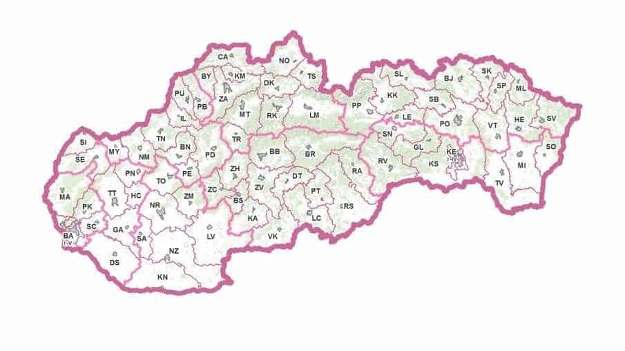 Mapa okresov Slovenska
