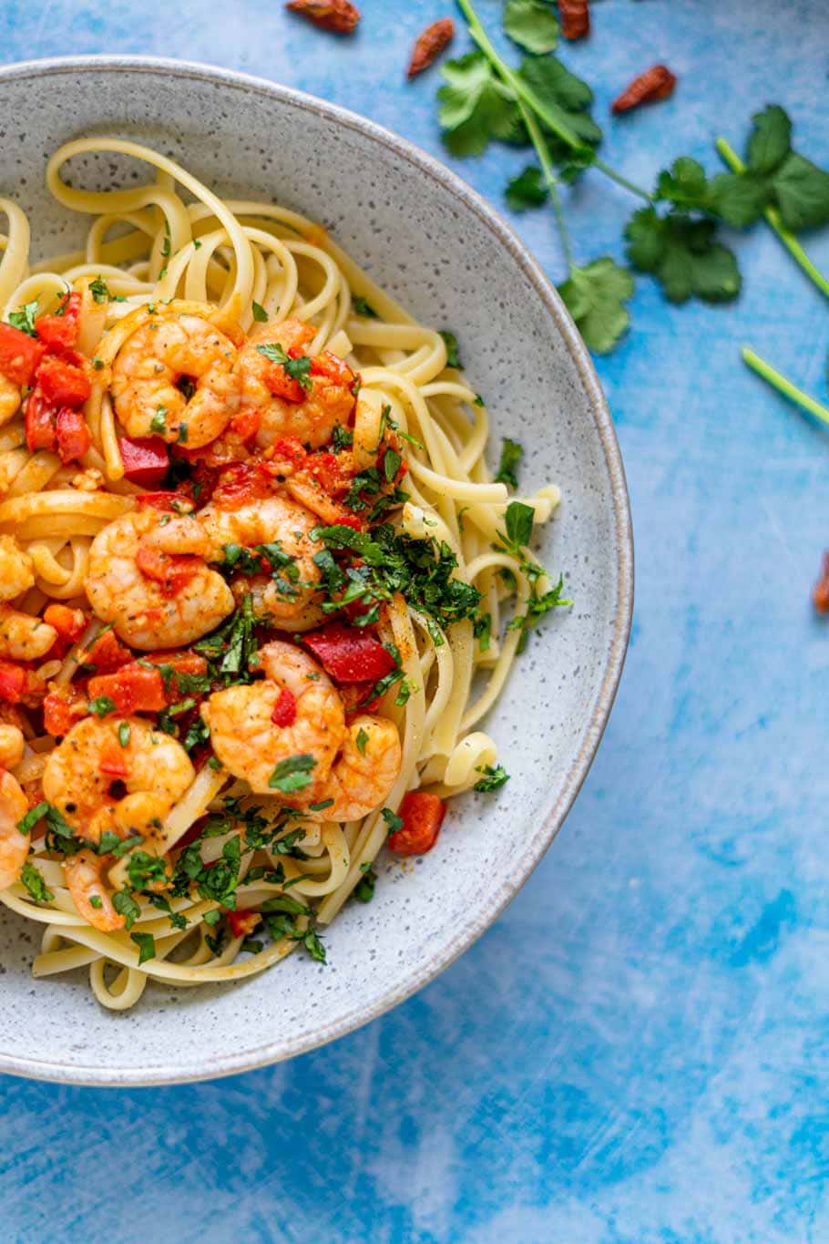 Linguine mit Piri Piri-Garnelen
