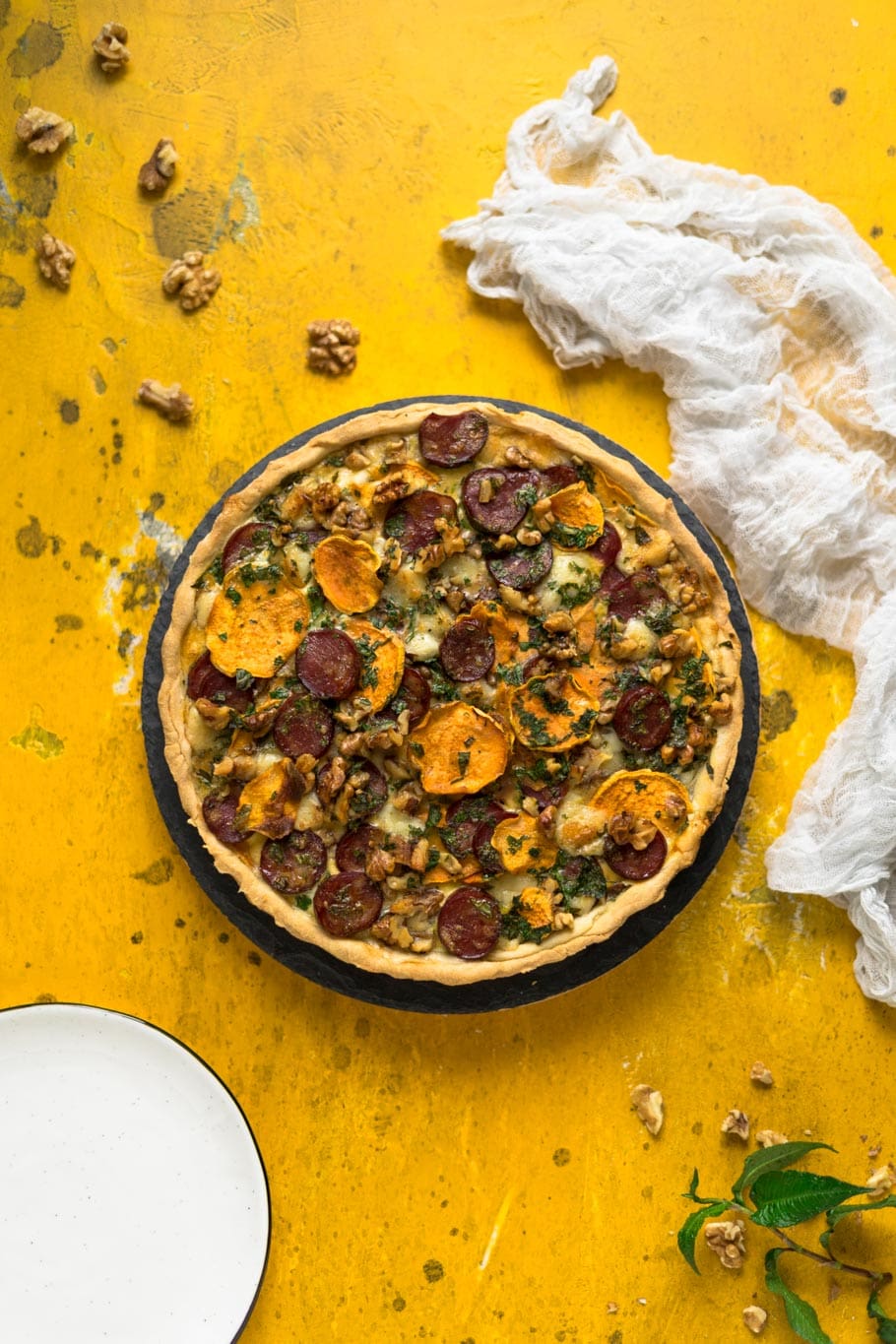 Chorizo-Süßkartoffel-Tarte mit Manchego