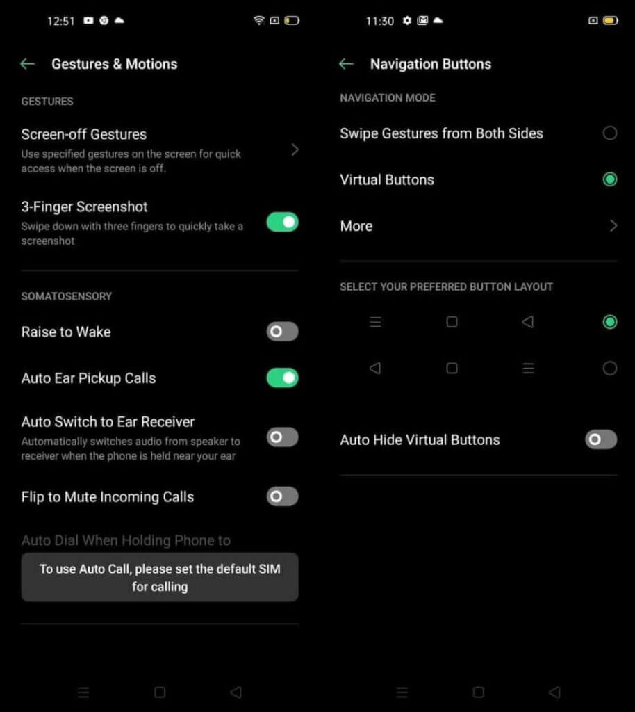 OPPO A92 navigation