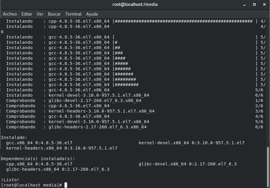Instalación de paquetes en RHEL 7.6