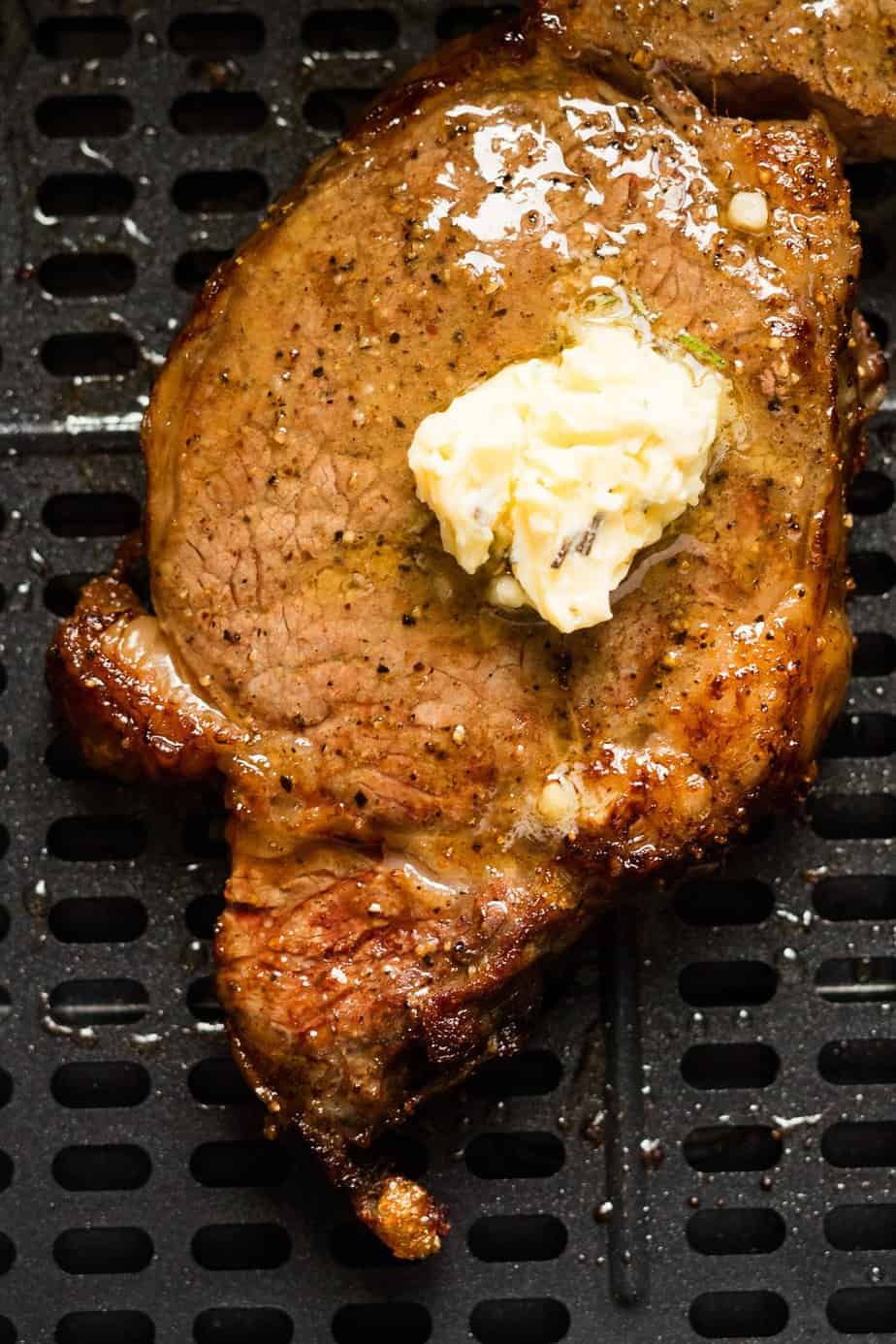 air fryer ribeye steak with garlic butter