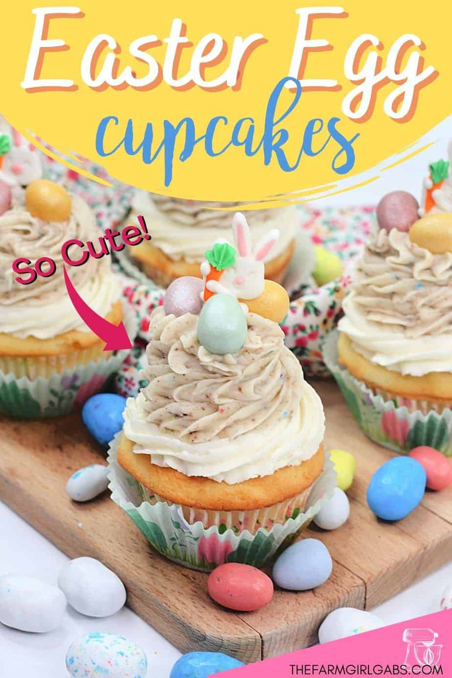 These Easter Egg Malt Cupcakes are a fun Easter cupcake recipe the whole family will enjoy. These cupcakes are easy to decorate and made with the classic malted easter eggs (or Whoppers).