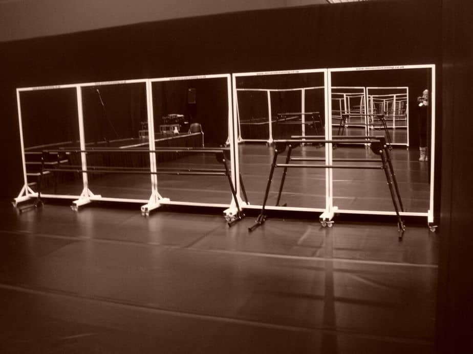 Movable mirror at the gym