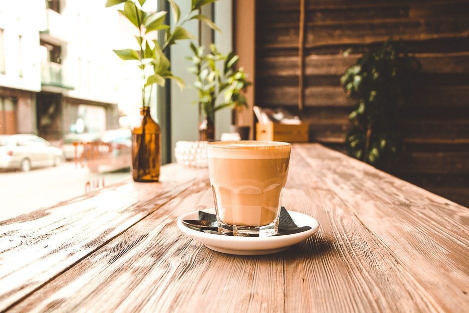 A Fabulous Guide To One Day In Riga 8 L Hot latte at Rocket Bean Roastery, Riga Latvia