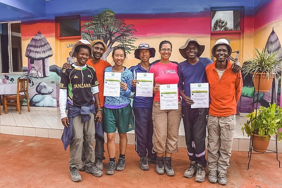 How I Summitted Kilimanjaro The Machame Route In 7 Days 24 L The group receiving their certificates after successfully summitting Mt Kilimanjaro