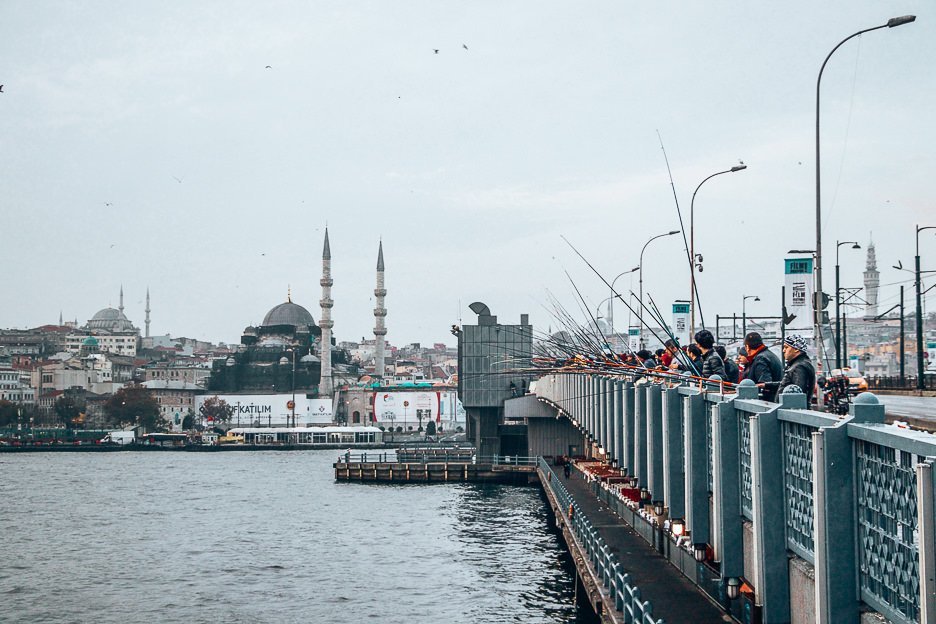 Istanbul A City For the Senses 2 L Fisherman wait patiently on Galata Bridge - Istanbul City Guide
