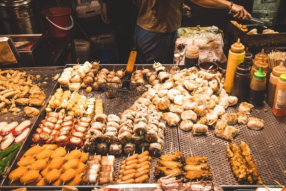 Under Neon Lights In Mong Kok Hong Kong 4 L Street food ready to be deep fried - Mong Kok, Hong Kong