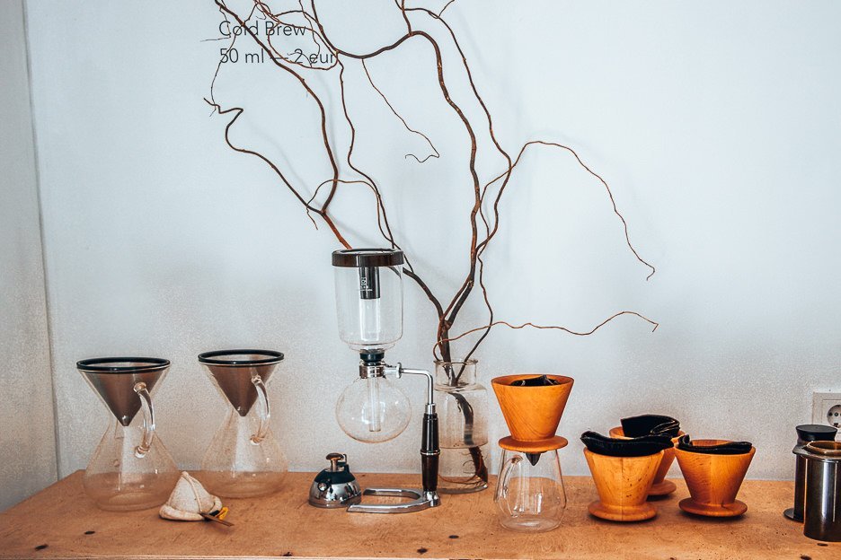 Vilnius Coffee Guide 5 Cafes You Need To Know 1 L Coffee brewing equipment at Crooked Nose & Coffee Stories, Vilnius