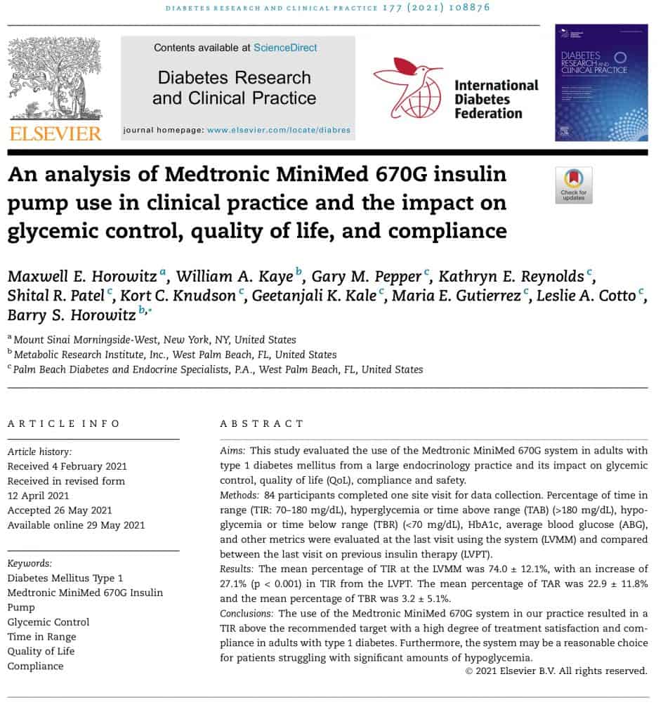 MiniMed Pump Study Abstract 2021