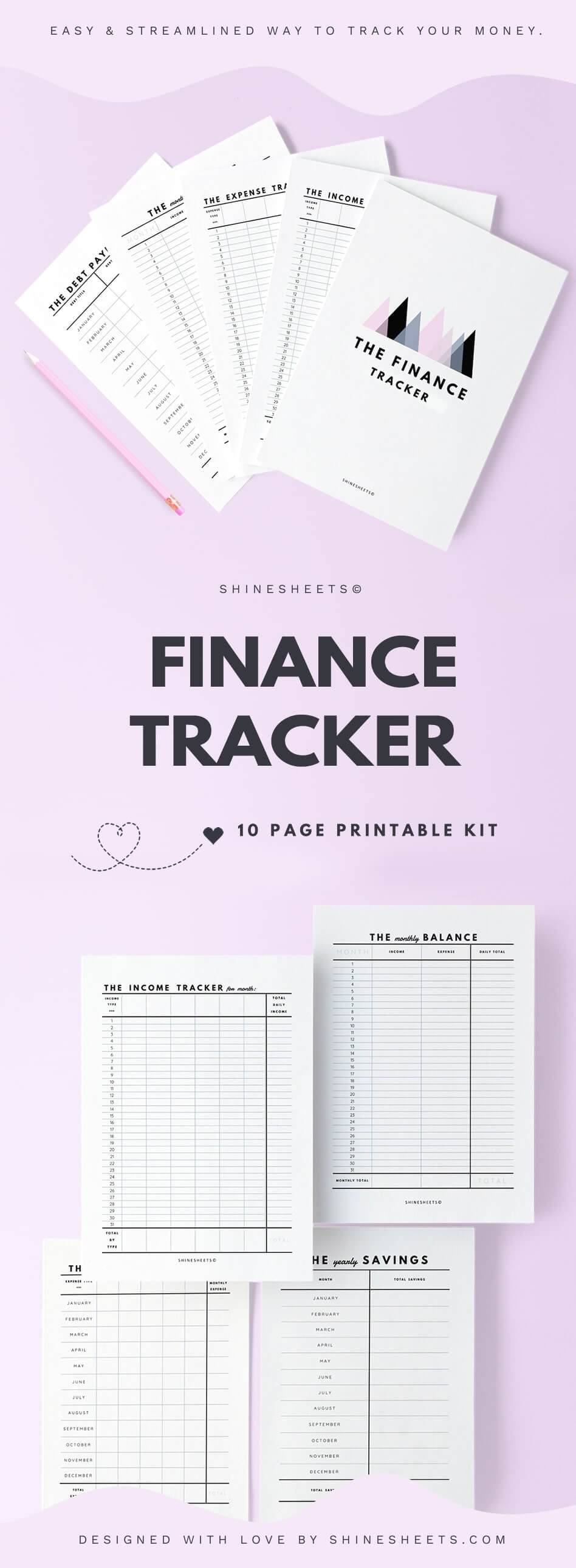 Finance Tracker Printable / 10 Pages ShineSheets