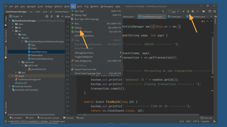 Widok IntelliJ