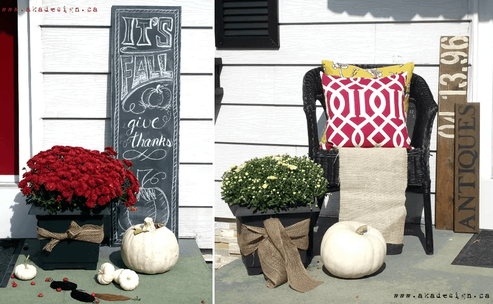 CHALKBOARD DISPLAY AND HANDWRITING FOR DIY PORCH DECOR IDEAS WINTER AND FALL